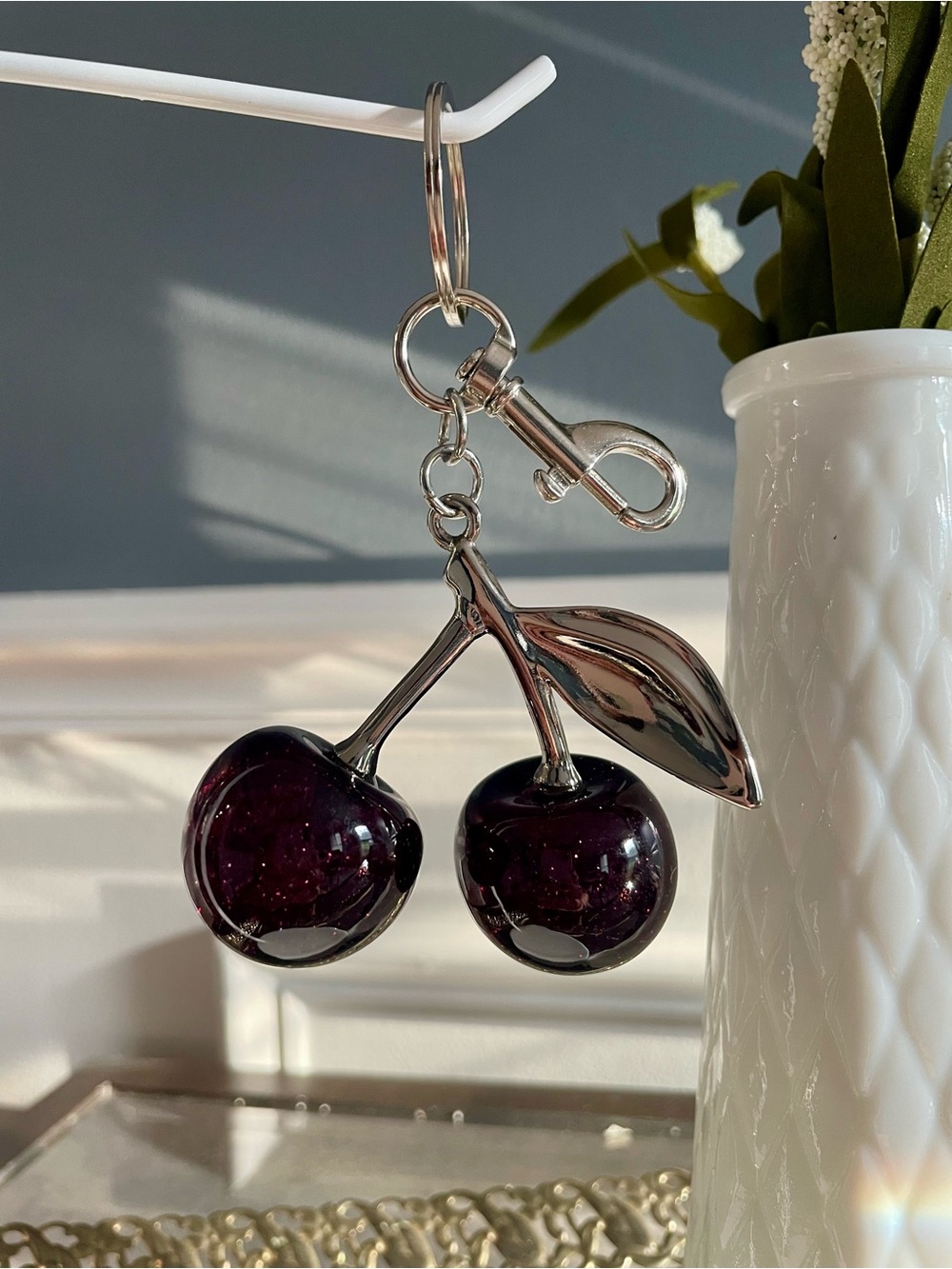 Cherry Resin Bag Charm
